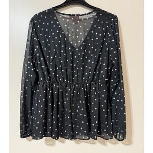 Rose and Grey Top Womens 2X Black Silver Floral Metallic Peplum Whimsigoth Party